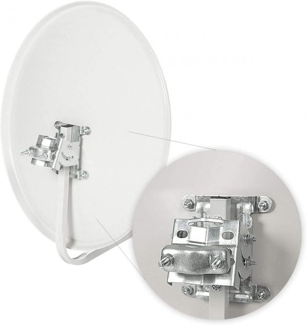 Kit antena parabólica de televisión satélite Diesl.com 60cm + LNB + Soporte + Tacos a pared + 2x Conectores + 10x Bridas 3