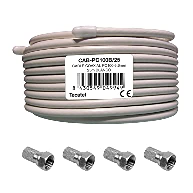 Cable coaxial CSS/AL interior PVC blanco (25M) PC100 Tecatel 1