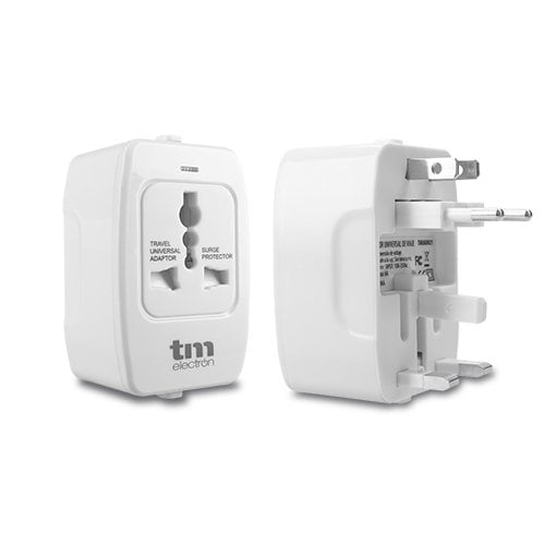 TM Electron TMUAD021 Adaptador de corriente universal de viaje, 4 configuraciones de enchufes, compatible con más de 160 paí­ses y protección sobretensión 1