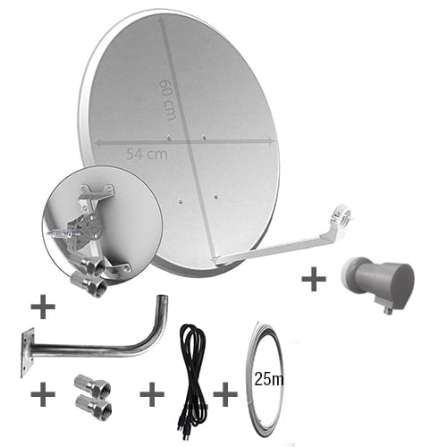 Kit antena 60 cm Tecatel, LNB, soporte, 25 m de cable coaxial y conectores (K60C1LSCC) 1